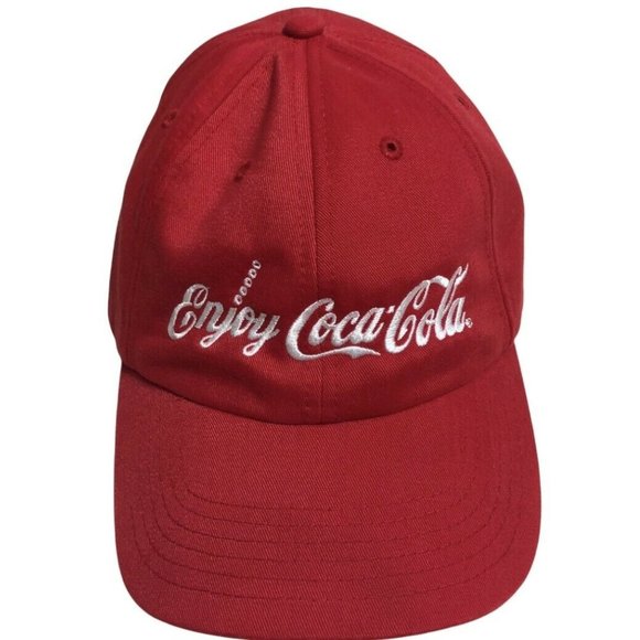 Adjustable buckle back “Enjoy Coca-Cola” Embroidered Mens Hat‎ Cap bubbles Red - Picture 1 of 8